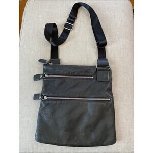 Genuine Pebbled Leather Margot New York Black 'Moto' Crossbody Shoulder Purse